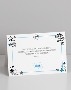 Star Tent Cards + Certificate by SickKids Patient Brier