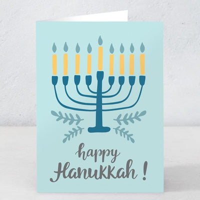 Happy Hanukkah - Blue Menorah