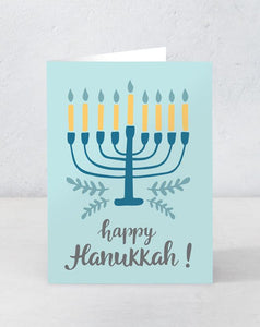 Happy Hanukkah - Blue Menorah