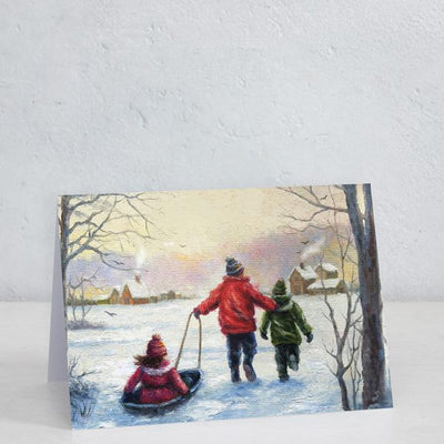Three Children Sledding (By Artist Vickie Wade)
